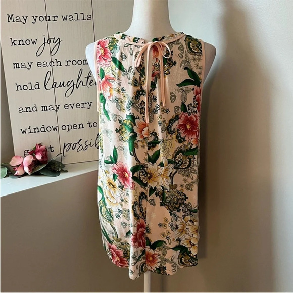 Carmen Marc Valvo Pink Floral Mixed Media Sleeveless Blouse - size Small - Picture 8 of 10